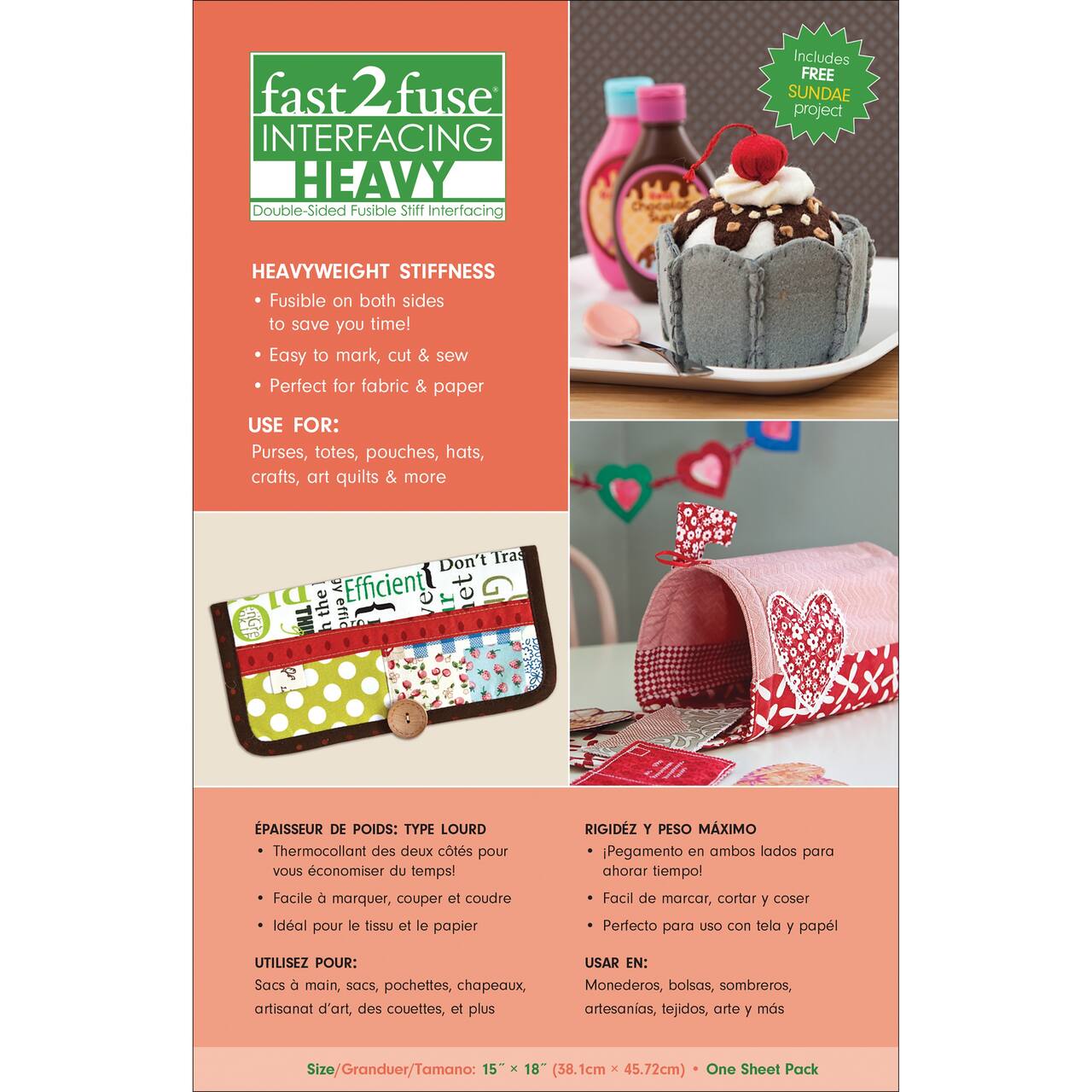 C&T Publishing Fast2fuse Fusible Heavyweight Interfacing 15" x 18"